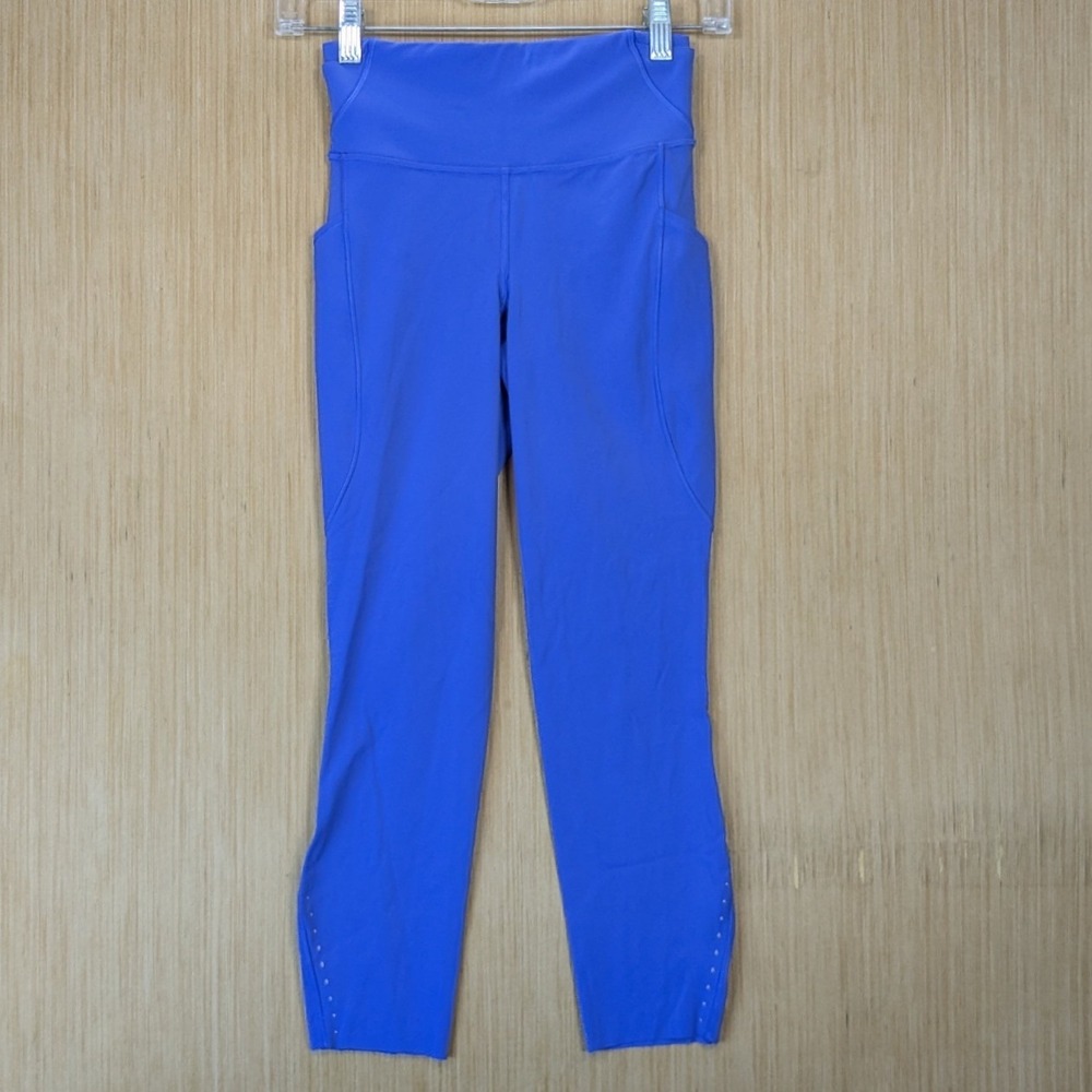 Lululemon Fast and Free Womens High-Rise Crop 23 Purple Leggings 4 Reflective